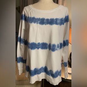 Style & Co. Tie-Dyed Blue & White Cotton Shirt, XL